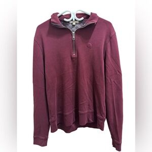Burberry Brit 1/4 Zip Nova Pullover Wine Maroon Long Sleeve Pima Cotton Men’s L